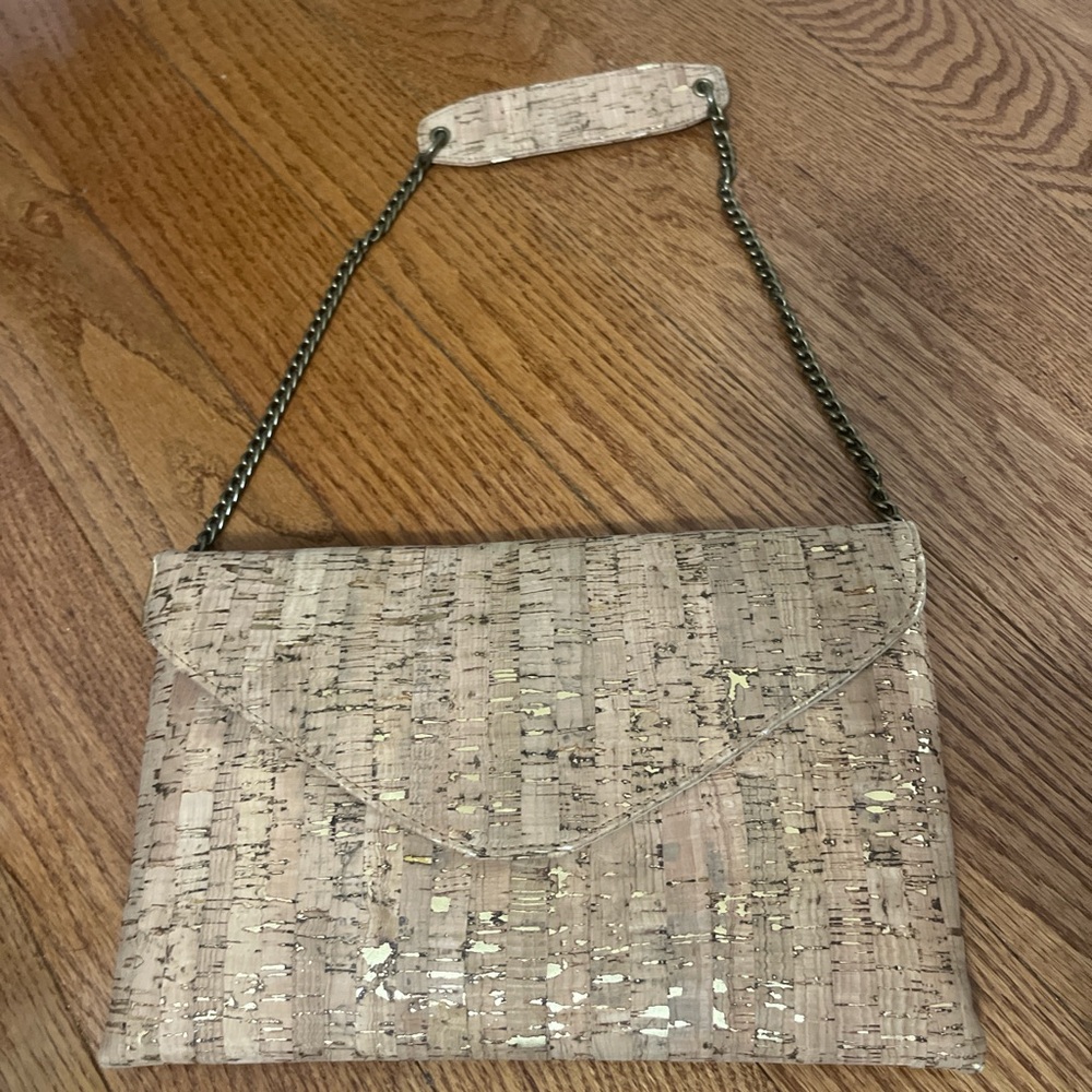 J. Crew Cork Clutch with Gold Chain